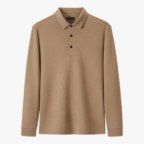 Polo Shirts: Poloshirts : Luis | Casual Poloshirt Met Lange Mouwen in Kamelen van Pantino