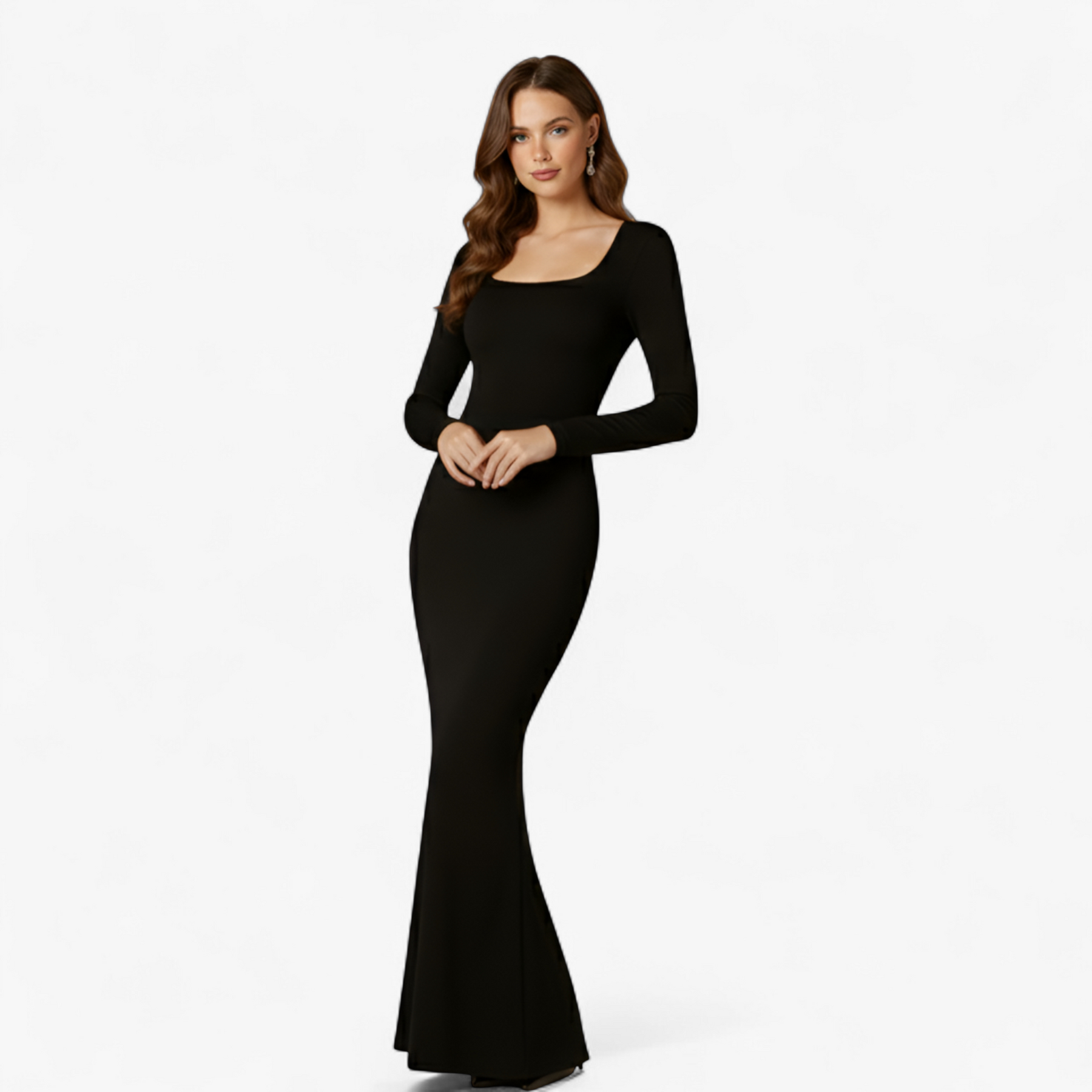 Damesjurken : Sarah | Zwarte Lange Mouw Maxi Jurk Dames in van Pantino