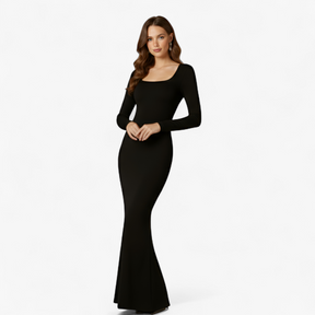 Damesjurken : Sarah | Zwarte Lange Mouw Maxi Jurk Dames in van Pantino