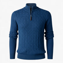 Herentruien : Thiago | Heren Half-Zip Trui van Luxe Wolmix in Blauw van Pantino