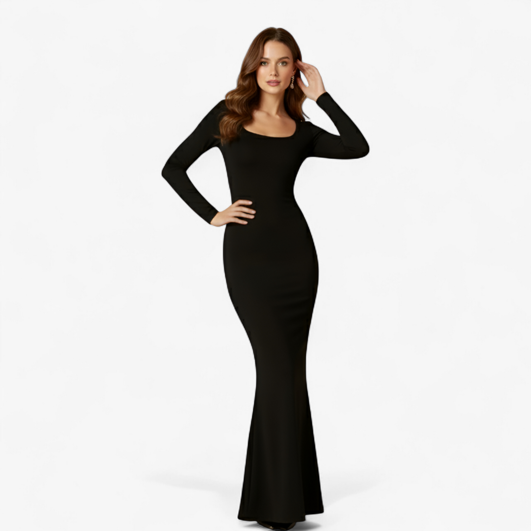 Damesjurken : Sarah | Zwarte Lange Mouw Maxi Jurk Dames in van Pantino