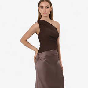 Jurken : Erica | Lange Jurk Dames met Schuine Schouder in van Pantino