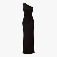 Jurken : Erica | Lange Jurk Dames met Schuine Schouder in Zwart van Pantino