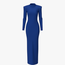 dress : Lilia | Dames Elegante Maxi Jurk Met Lange Mouwen in Blauw van Pantino