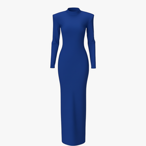 dress : Lilia | Dames Elegante Maxi Jurk Met Lange Mouwen in Blauw van Pantino