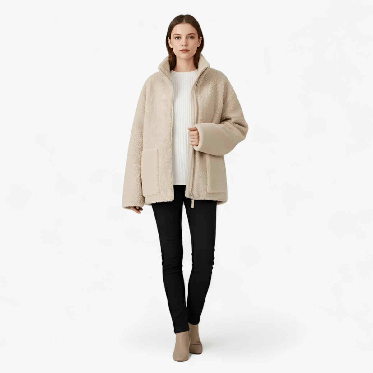 Jacket : Emma | Lange Damesjas met Ritssluiting - Elegante Warmte in van Pantinoshop