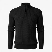 Herentruien : Thiago | Heren Half-Zip Trui van Luxe Wolmix in Zwart van Pantino