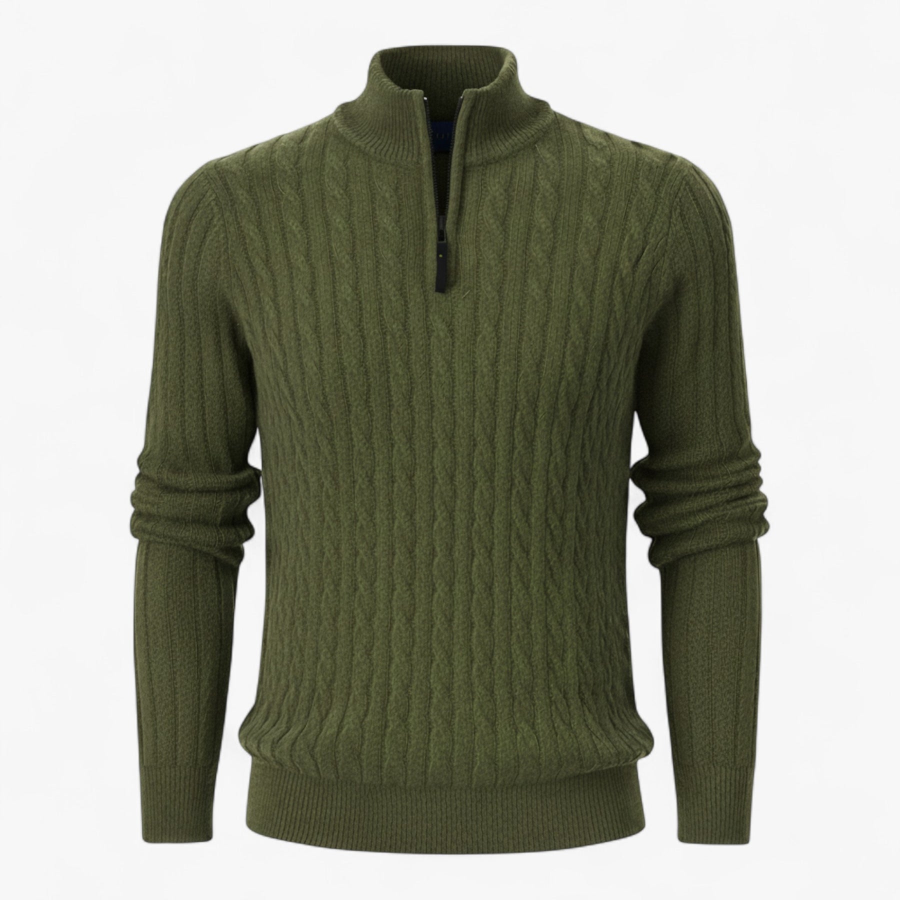 Herentruien : Thiago | Heren Half-Zip Trui van Luxe Wolmix in Groen van Pantino