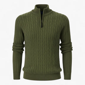 Herentruien : Thiago | Heren Half-Zip Trui van Luxe Wolmix in Groen van Pantino