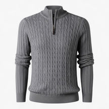 Herentruien : Thiago | Heren Half-Zip Trui van Luxe Wolmix in Grijs van Pantino