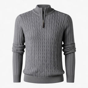 Herentruien : Thiago | Heren Half-Zip Trui van Luxe Wolmix in Grijs van Pantino
