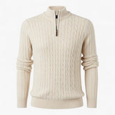 Herentruien : Thiago | Heren Half-Zip Trui van Luxe Wolmix in Abrikoos van Pantino