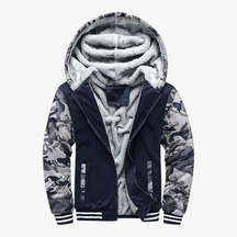 Heren Fleece Jassen : Nico | Heren Fleecejack met Capuchon voor Koud Weer in Marineblauw van Pantino