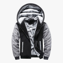 Heren Fleece Jassen : Nico | Heren Fleecejack met Capuchon voor Koud Weer in Zwartgrijs van Pantino