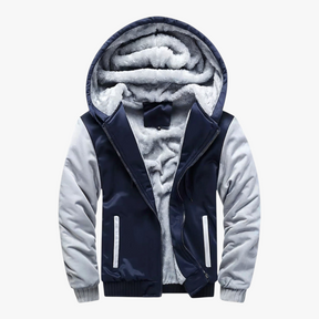 Heren Fleece Jassen : Nico | Heren Fleecejack met Capuchon voor Koud Weer in Blauwgrijs van Pantino