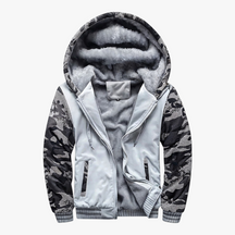 Heren Fleece Jassen : Nico | Heren Fleecejack met Capuchon voor Koud Weer in Lichtgrijs van Pantino