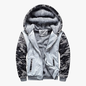 Heren Fleece Jassen : Nico | Heren Fleecejack met Capuchon voor Koud Weer in Lichtgrijs van Pantino