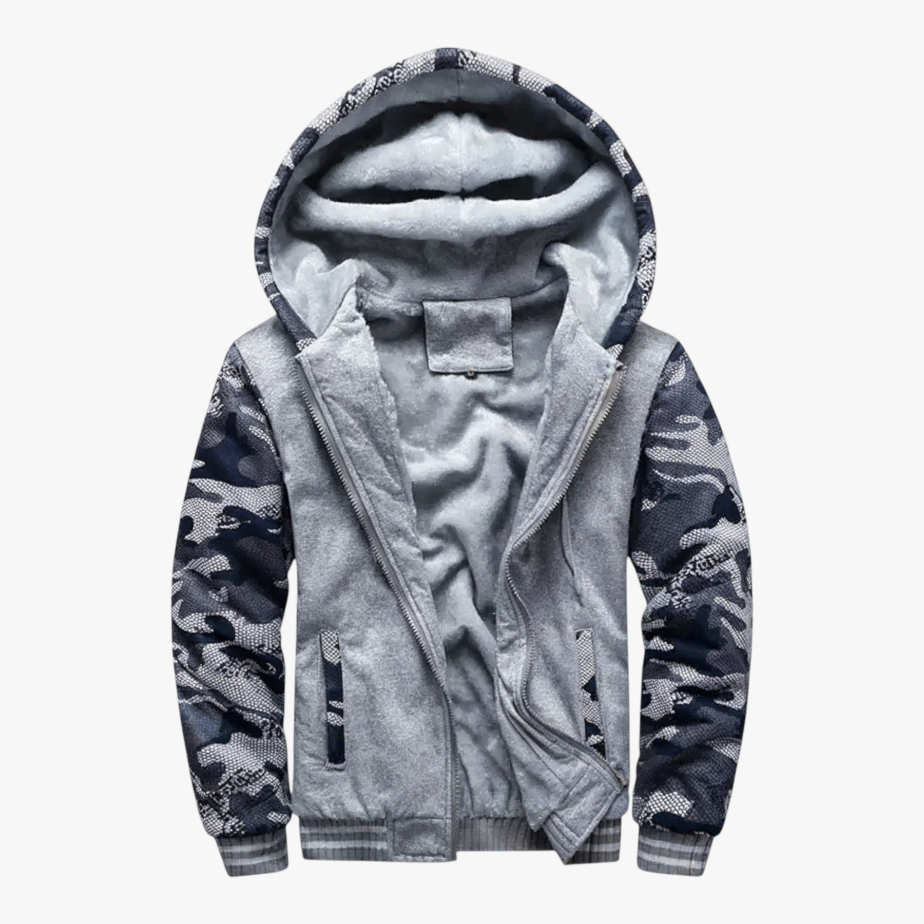 Heren Fleece Jassen : Nico | Heren Fleecejack met Capuchon voor Koud Weer in Donkergrijs van Pantino