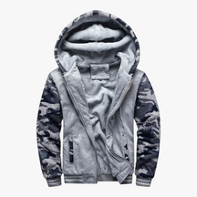 Heren Fleece Jassen : Nico | Heren Fleecejack met Capuchon voor Koud Weer in Donkergrijs van Pantino