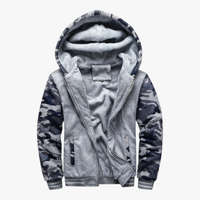 Heren Fleece Jassen : Nico | Heren Fleecejack met Capuchon voor Koud Weer in Donkergrijs van Pantino