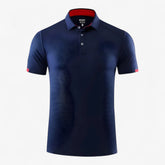 Clothes : Gino | Ademend sportpoloshirt met korte mouwen voor heren in Marineblauw van Pantino