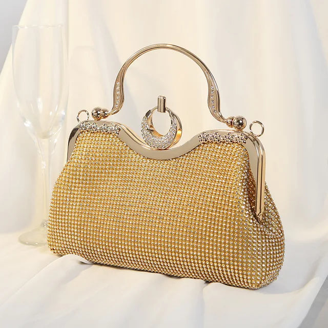 Tatiana - Gouden mesh-avondtasje met handvatring - Goud - Accessoires - Pantino