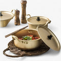 Olla para fideos dorada de aluminio