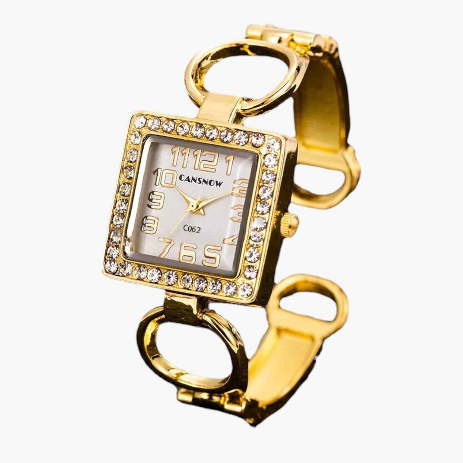 Horloges : Gouden Dameshorloge met Elegant Design - Zwart Glanzend in wit glanzend van Pantino