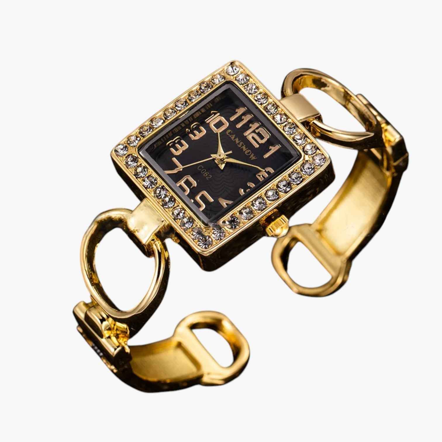 Horloges : Gouden Dameshorloge met Elegant Design - Zwart Glanzend in van Pantino