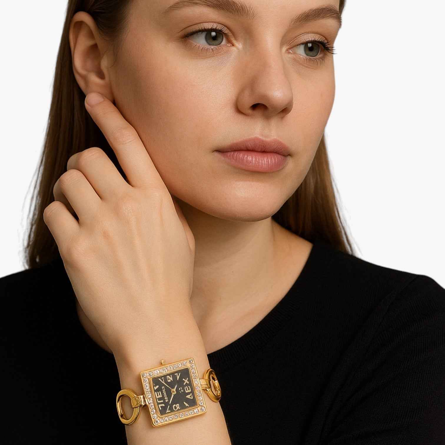 Horloges : Gouden Dameshorloge met Elegant Design - Zwart Glanzend in van Pantino