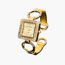 Horloges : Gouden Dameshorloge met Elegant Design - Zwart Glanzend in Goud van Pantino