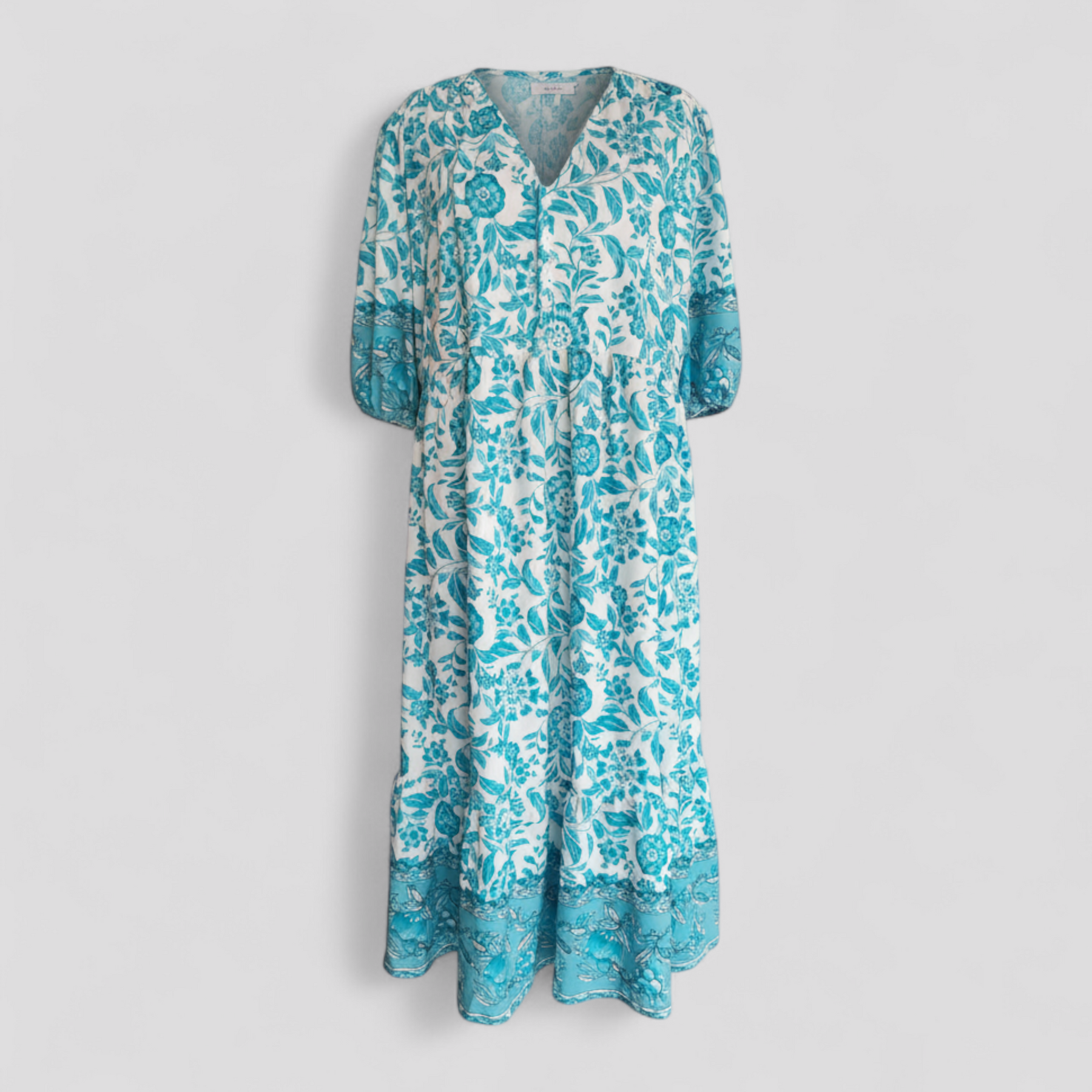 Women Set : Micola | Dames Elegante Zomerjurk met Bloemenprint in Lichtblauw van Pantino