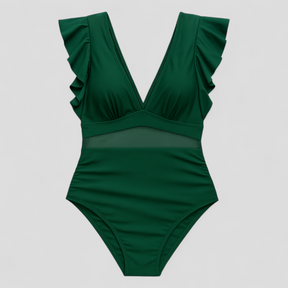 Women's Outfit : Melody | Dames Sexy Badpak met Netdetails in Groen van Pantino