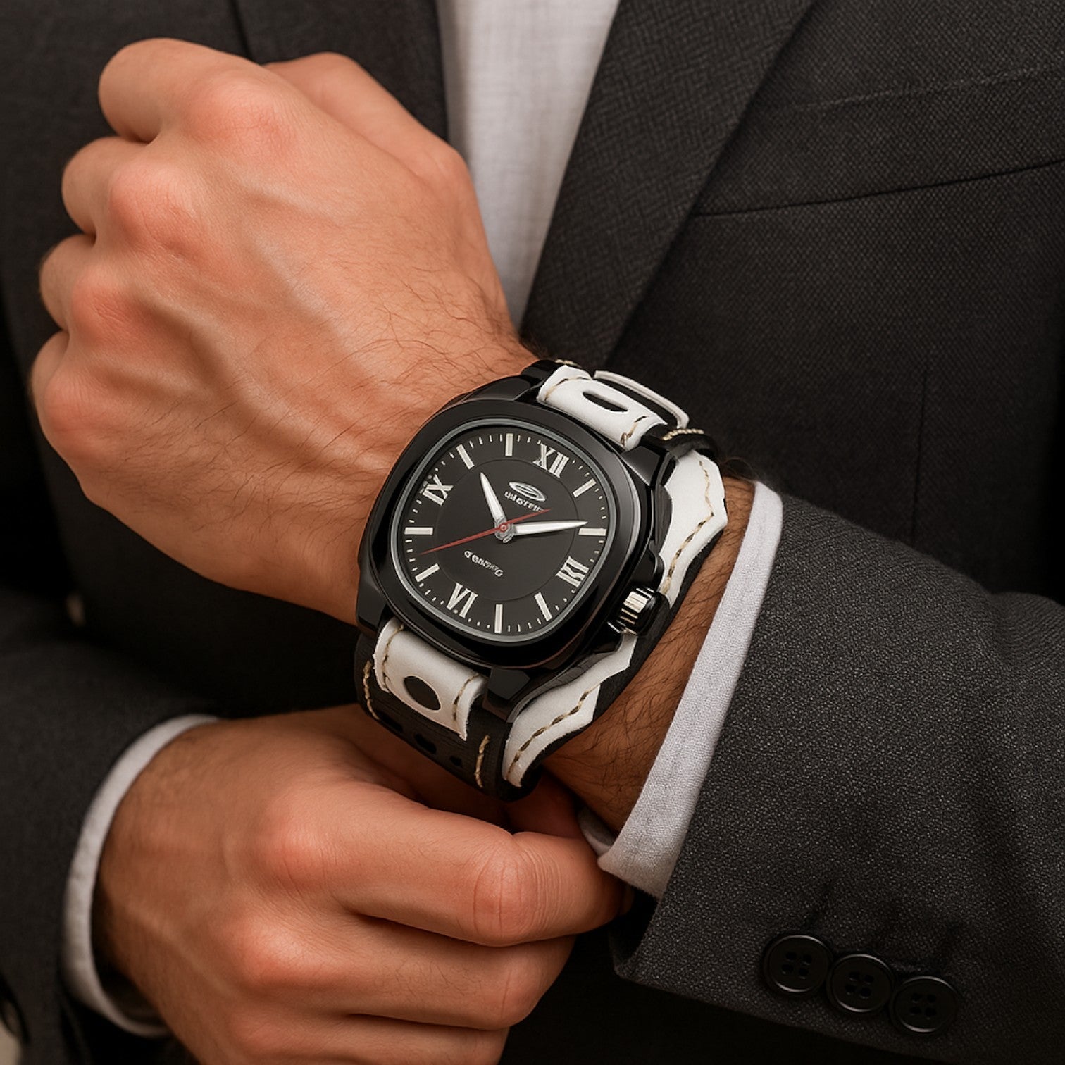 Watches : Alden | Groot Vierkant Herenhorloge met Lederen Band in van Pantino