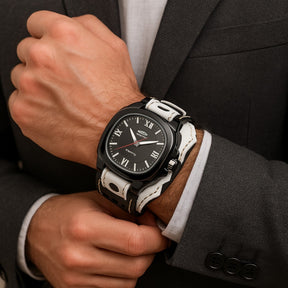 Watches : Alden | Groot Vierkant Herenhorloge met Lederen Band in van Pantino
