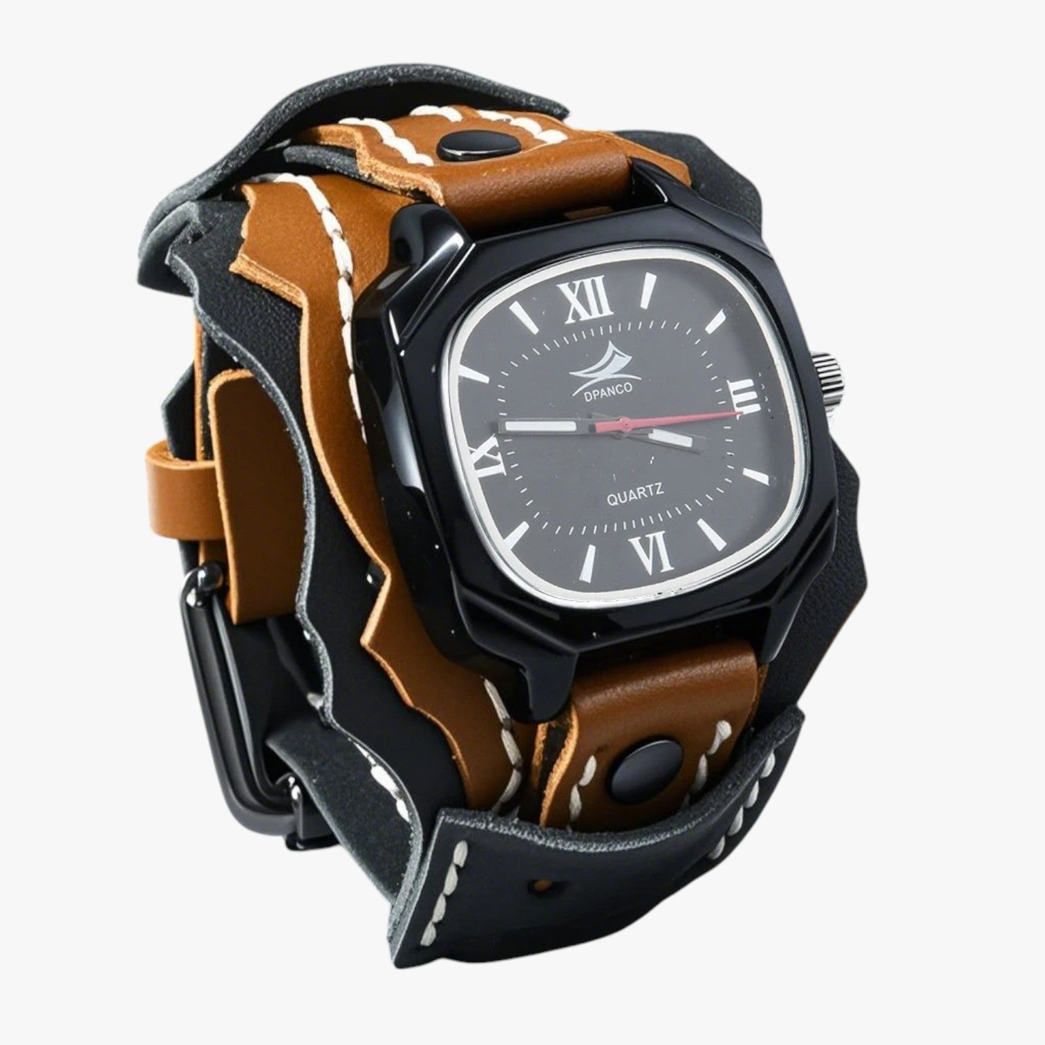 Watches : Alden | Groot Vierkant Herenhorloge met Lederen Band in van Pantino