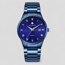 watches : Victor | Elegant quartzhorloge in Blauw zilver met doosje van Pantinoshop