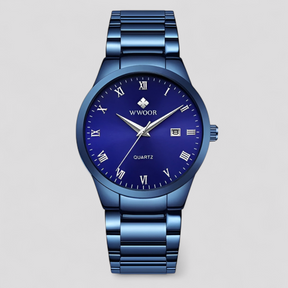 watches : Victor | Elegant quartzhorloge in Blauw zilver met doosje van Pantinoshop