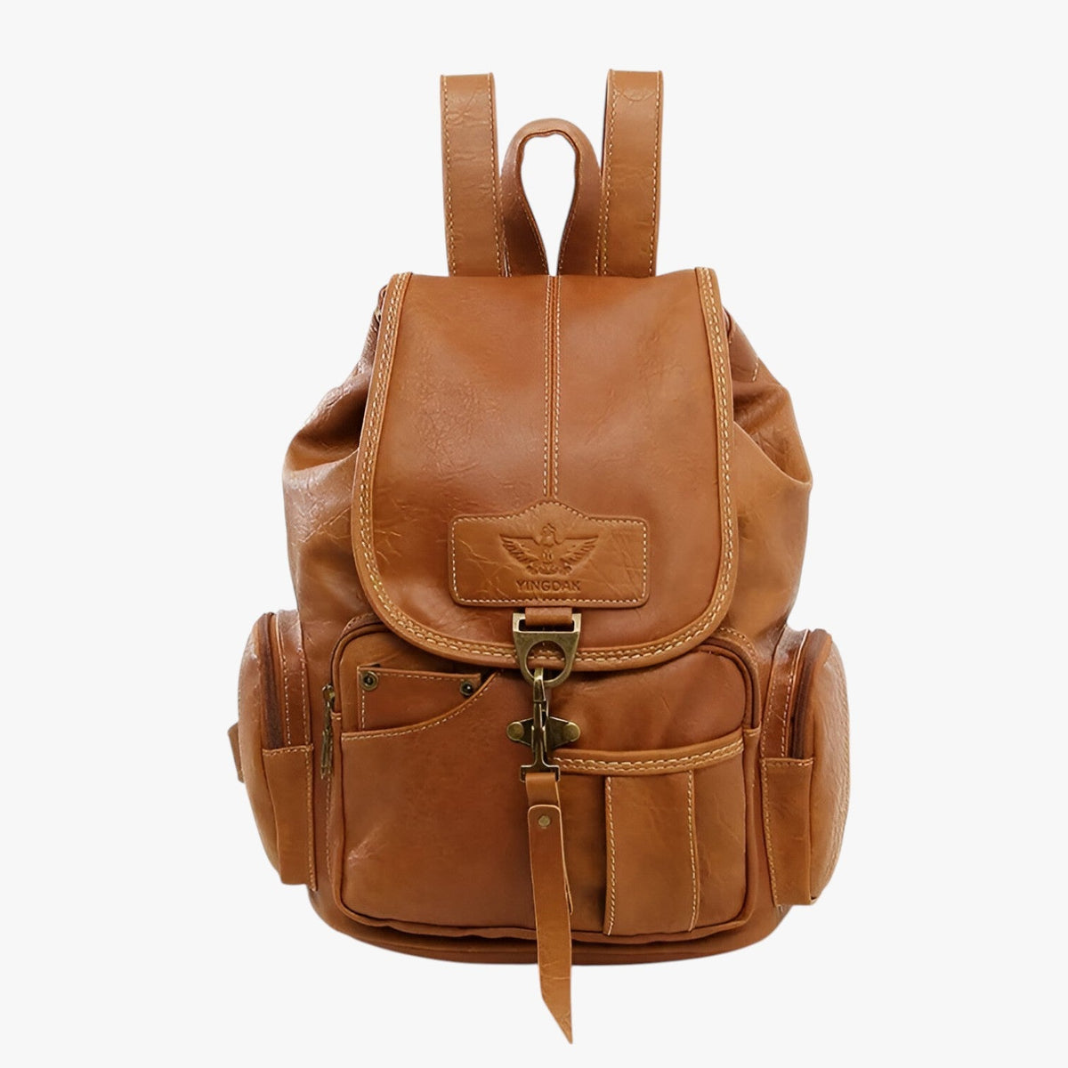 Brielle | Ruime vintage leren schoolrugzak in zwart PU- €25 : Brielle | Ruime vintage leren schoolrugzak in zwart PU in Bruin van Pantinoshop