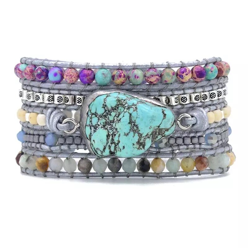 Helende Turquoise Beschermings Wikkel Armband - - Sieraden - Pantino