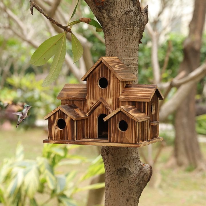 Birdhouse : Handgemaakt vogelhuisje met 6 gaten in van Pantino