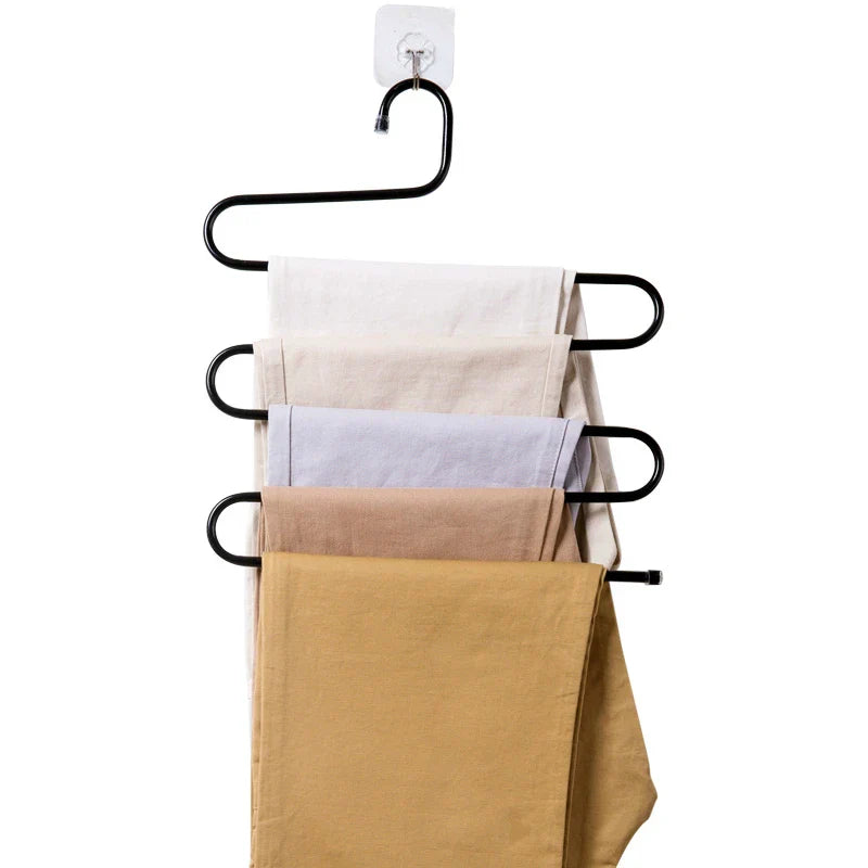 Hanger voor de pantalon | S-vormige steun met 5 lagen - Ruimtebesparend in de kast (1 + 1 GRATIS) - - Hanger voor de pantalon | S-vormige steun met 5 lagen - Ruimtebesparend in de kast (1 + 1 GRATIS) - €25 - Pantino