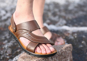 Daan - Zwarte Lederen Sandalen - - Sandalen - Pantino