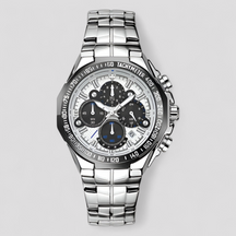 watches : Lucien | Militair chronograafhorloge van staal in wit zilver van Pantinoshop