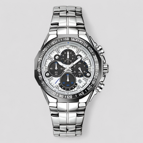 watches : Lucien | Militair chronograafhorloge van staal in wit zilver van Pantinoshop