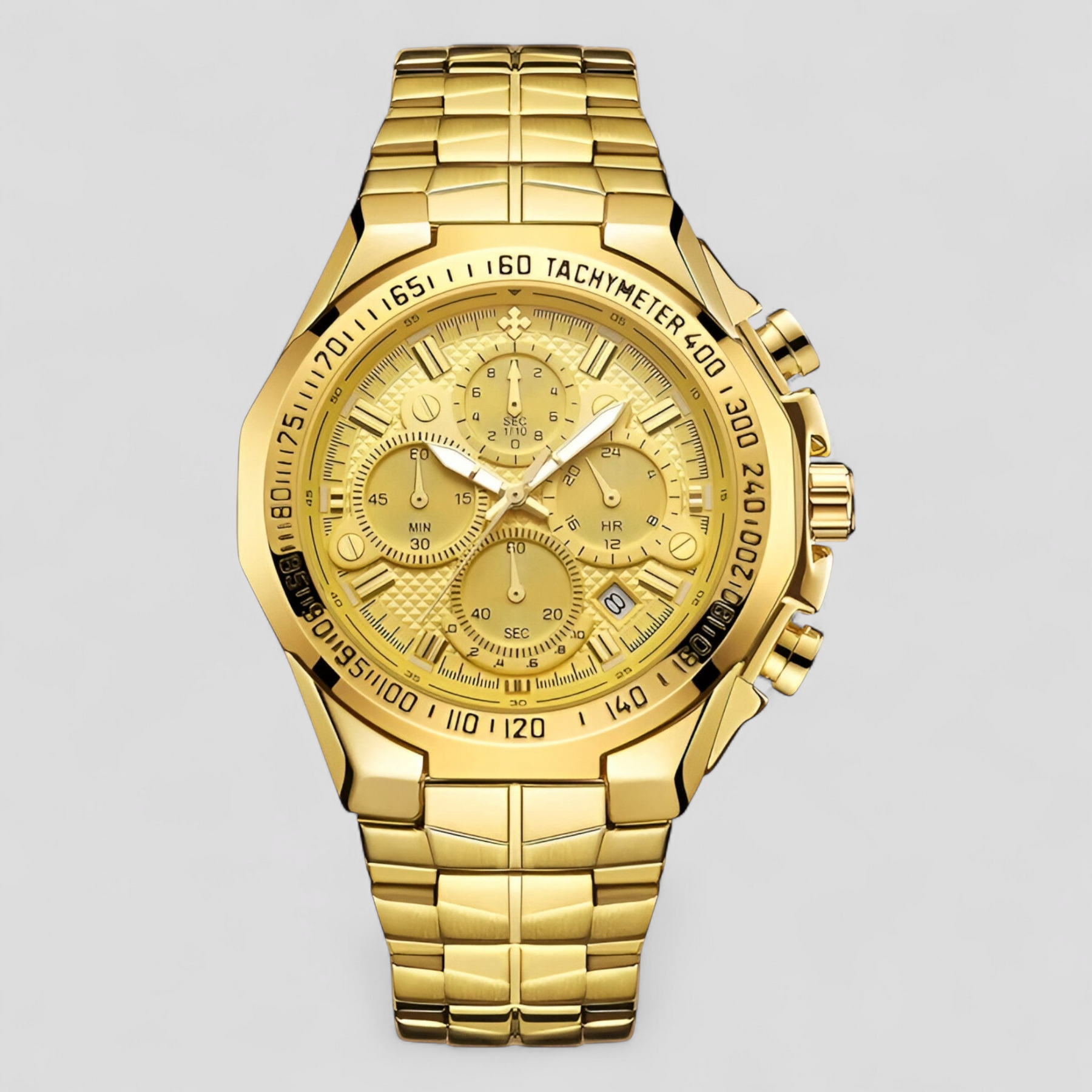 watches : Lucien | Militair chronograafhorloge van staal in goud goud van Pantinoshop