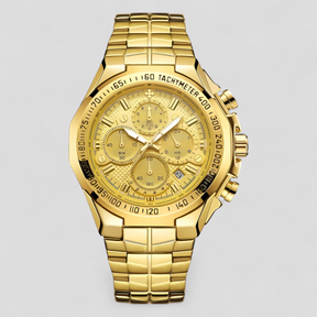 watches : Lucien | Militair chronograafhorloge van staal in goud goud van Pantinoshop