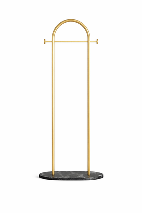 home & garden : Minimalistische Staande Kapstok van Metaal met Slab Voet in Goud-zwart van Pantino