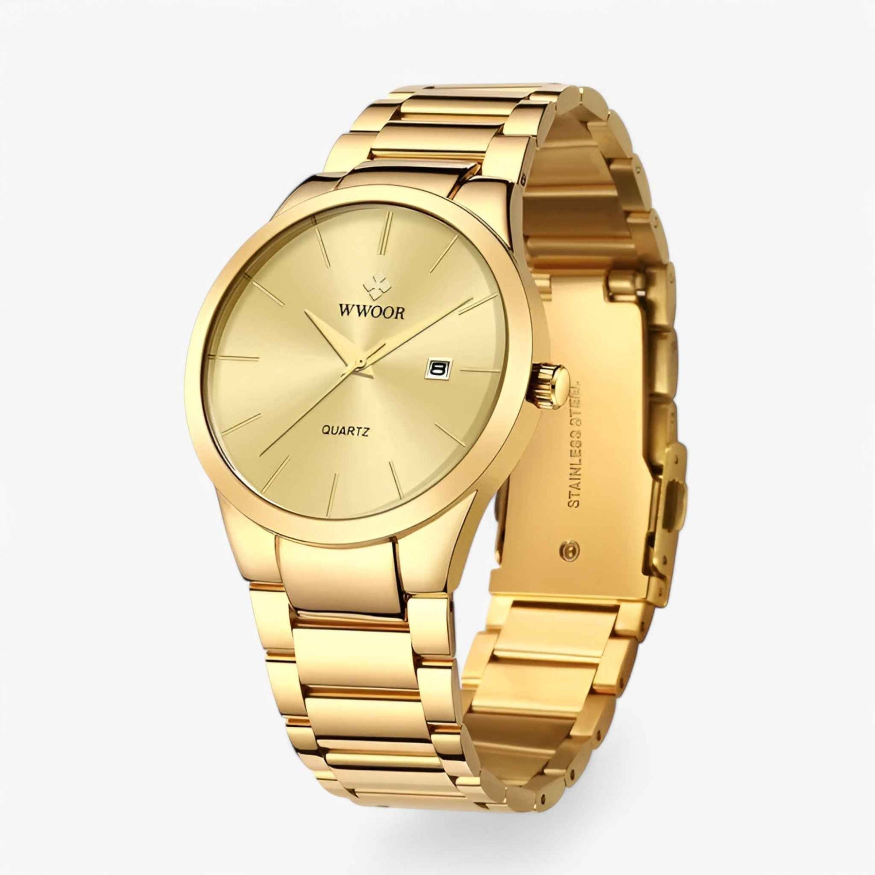 Horloges : Heren Gouden Horloge met Elegantie - Zwart Goud in van Pantino