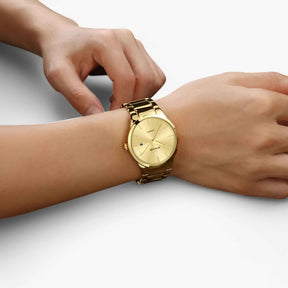 Horloges : Heren Gouden Horloge met Elegantie - Zwart Goud in van Pantino